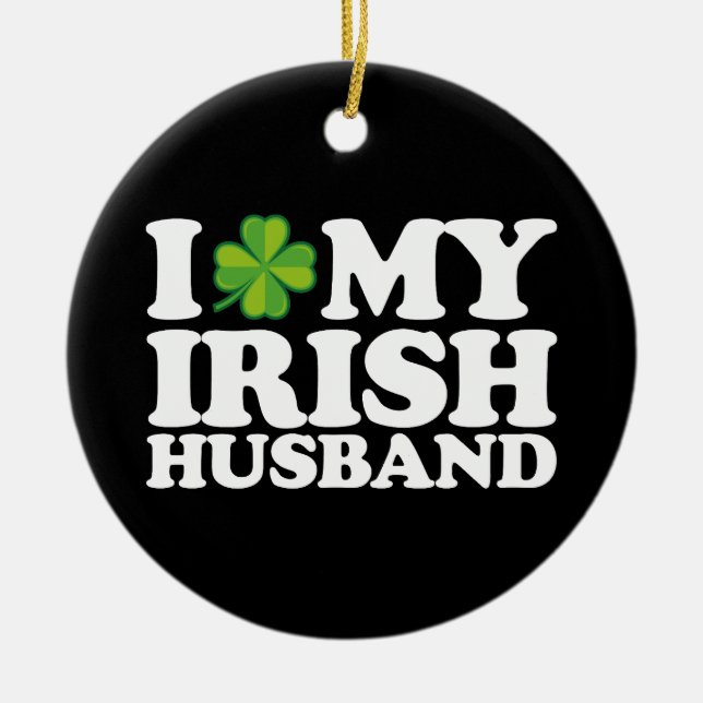 Jag älskar min irländska make par St Patrick's Day Julgransprydnad Keramik (Framsidan)