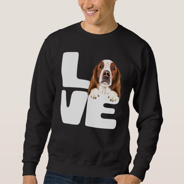 Jag älskar min irländska röd och vit setter hund lång ärmad tröja (Framsida)