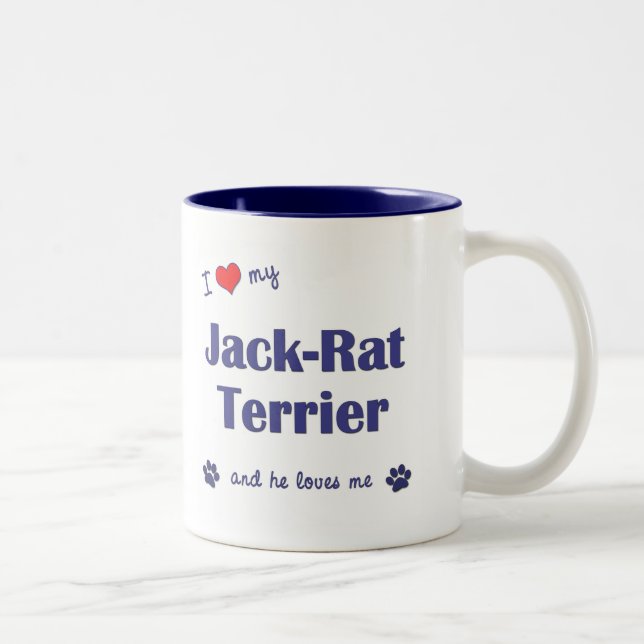 Jag älskar min Jack-Råttan Terrier (den Male Två-Tonad Mugg (Höger)