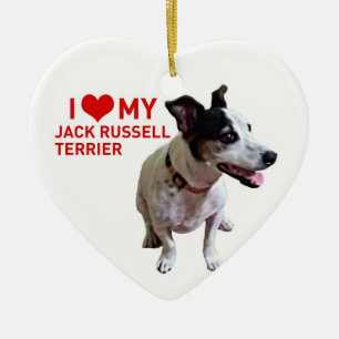 Jag älskar min jackRussell Terrier Julgransprydnad Keramik