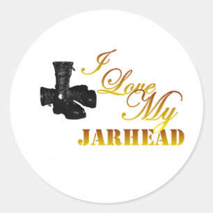 Jag älskar min Jarhead 4 Runt Klistermärke