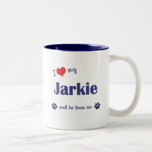 Jag älskar min Jarkie (den Male hunden) Två-Tonad Mugg