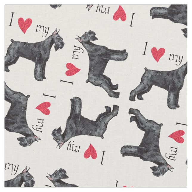 Jag älskar min jätte- Schnauzer Tyg (Närbild)