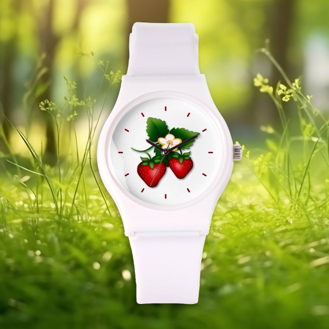 Jag älskar min jordgubbs  armbandsur (I Love My Strawberry wrist watch! Time to dish up that strawberry shortcake in your kitchen.)