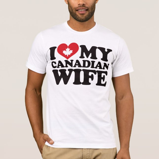 Jag älskar min kanadensiska fru t shirt (Framsida)