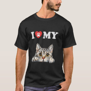 Jag älskar min katt Amerikansk korthår kul katt T Shirt
