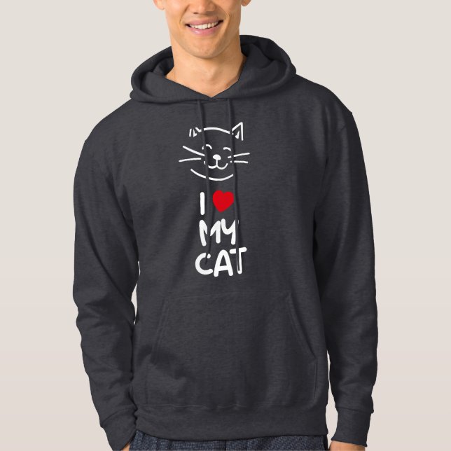 Jag älskar min katt hoodie (Framsida)