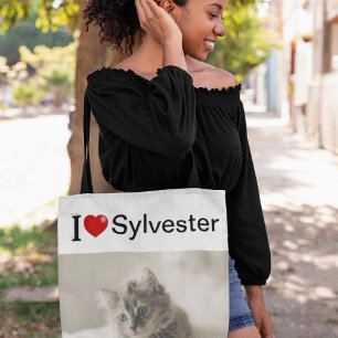 Jag älskar min katt personlig foto tygkasse