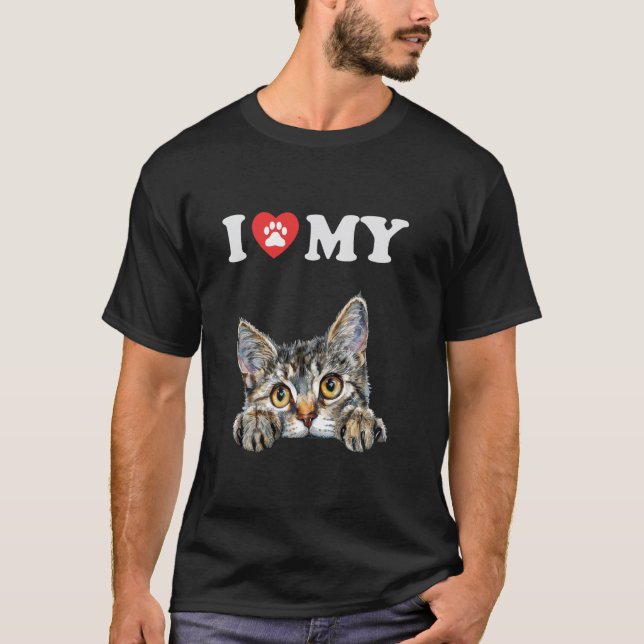 Jag älskar min katt Pixie Bob kattunge rolig kattä T Shirt (Framsida)