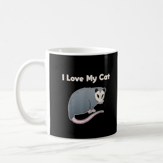 Jag älskar min katt Rolig pungråtta Kaffemugg (Vänster)