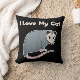 Jag älskar min katt Roliga pungråtta Kudde