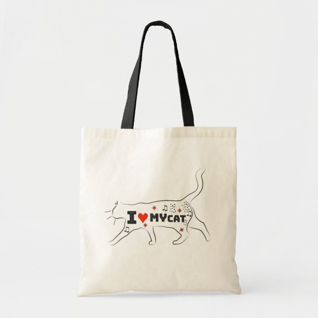 Jag älskar min katt – sött kattsäljande design med tygkasse (Framsidan)