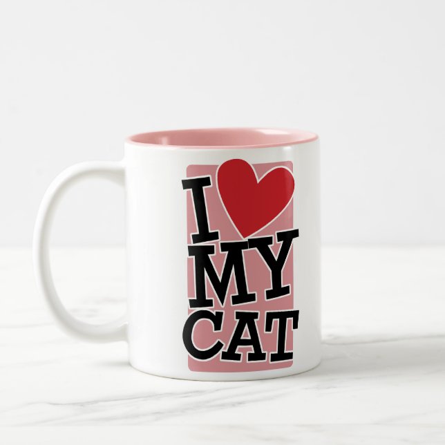 Jag älskar min katt Två-Tonad mugg (Vänster)