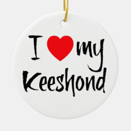 Jag älskar min Keeshond-Hund Julgransprydnad Keramik