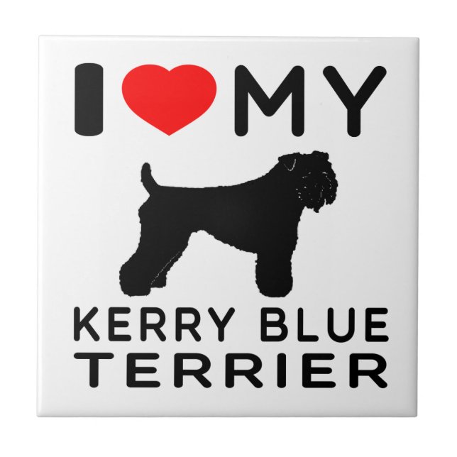 Jag älskar min Kerry blåttTerrier. Kakelplatta (Framsidan)