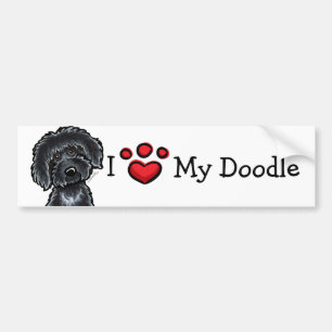 Jag älskar min klottersvart Labradoodle Bildekal