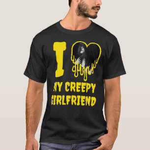 Jag älskar min kusliga flickvän droppande hjärta f t shirt