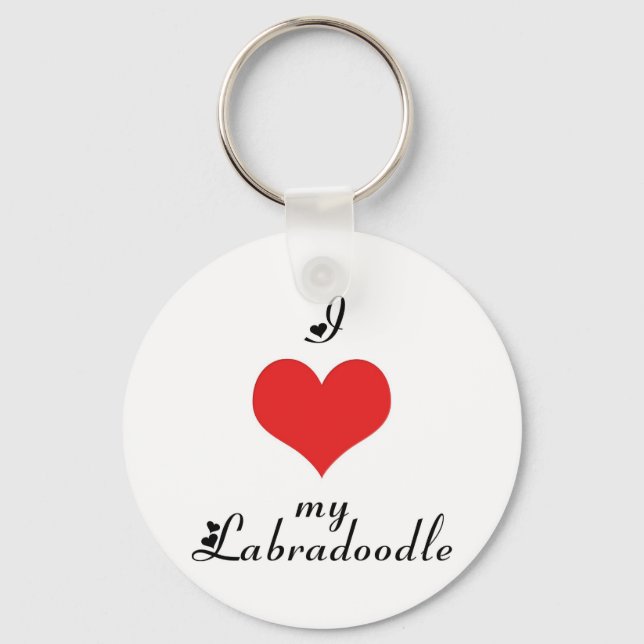 Jag älskar min Labradoodle-nyckelkedja Nyckelring (Framsida)