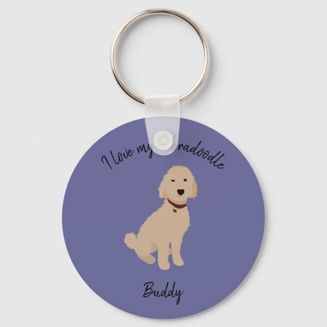 Jag älskar min Labradoodle-nyckelring Nyckelring (Framsida)