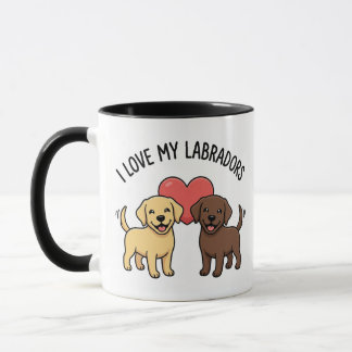 Jag älskar min Labradors-mugg – söt gul & choklad  Mugg