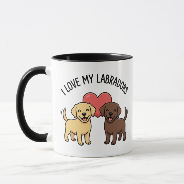 Jag älskar min Labradors-mugg – söt gul & choklad  Mugg (Vänster)