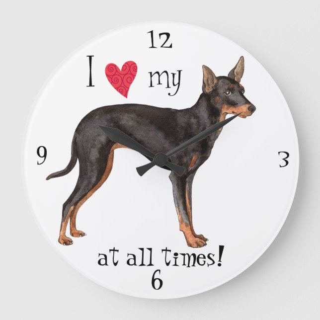 Jag älskar min leksakManchester Terrier Stor Klocka (Framsida)