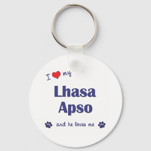 Jag älskar min Lhasa Apso (den Male hunden) Nyckelring