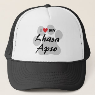 Jag älskar min Lhasa Apso Pawprint Truckerkeps
