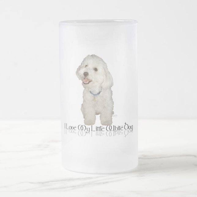 Jag älskar min lilla vita hund - Havanese Frostat Ölglas (Center)