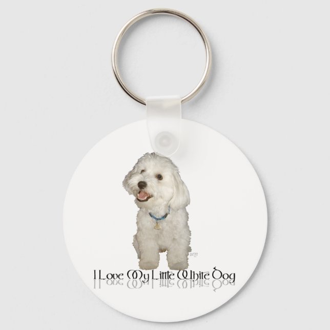 Jag älskar min lilla vita hund - Havanese Nyckelring (Framsida)