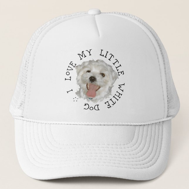 Jag älskar min lilla vita hund malteser truckerkeps (Framsida)