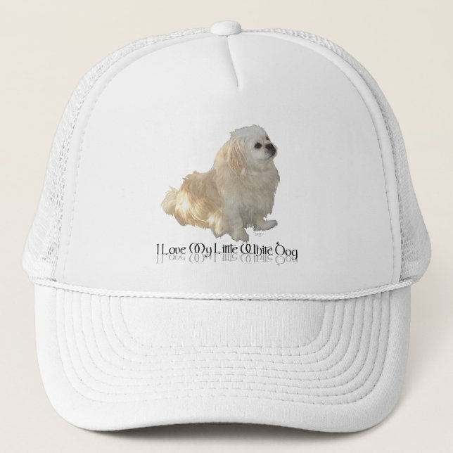 Jag älskar min lilla vita hund - Pekingese ! Keps (Framsida)