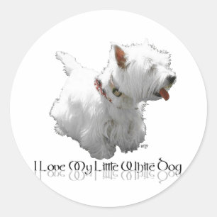 Jag älskar min lilla vita hund - Westie Runt Klistermärke