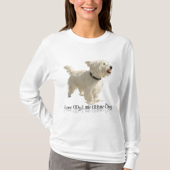 Jag älskar min lilla vita hund - Westie Tee Shirt (Framsida)