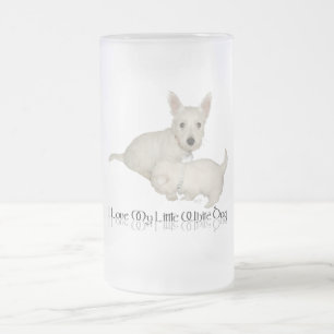 Jag älskar min lilla vita hund - Westie-valpar! Frostat Ölglas