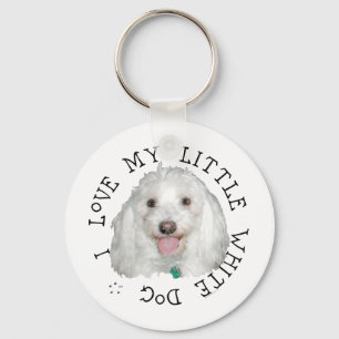 Jag älskar min lilla vita (räddnings) hund nyckelring