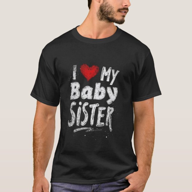 Jag älskar min lillasyster syskonkärlek t shirt (Framsida)