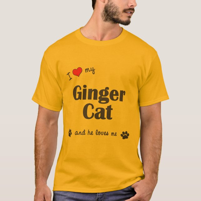 Jag älskar min ljust rödbrun katt (den Male Tee (Framsida)