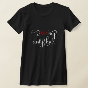 Jag älskar min lockiga hårT-tröja med vit & rö T Shirt