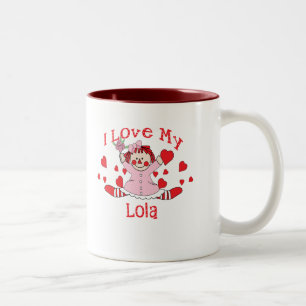 Jag älskar min Lola trasdocka & hjärtor Två-Tonad Mugg