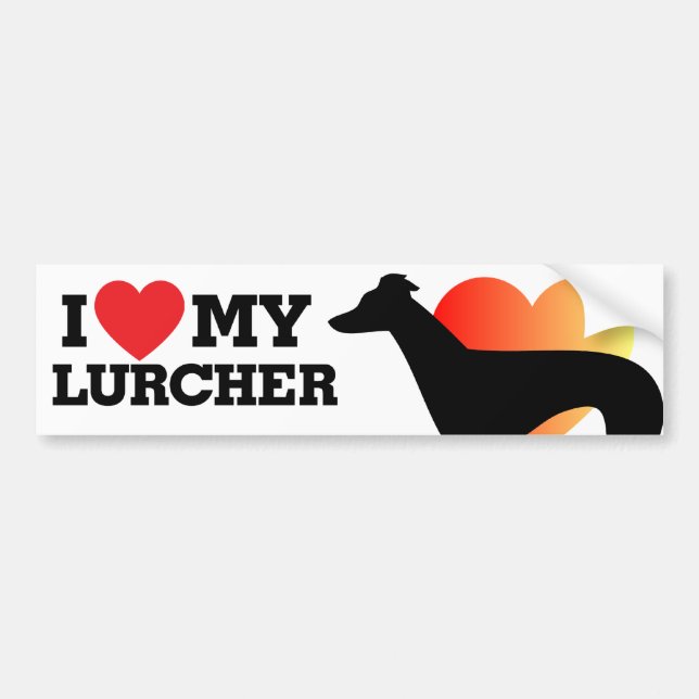 Jag älskar min Lurcher Bildekal (Framsidan)