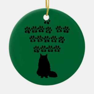 Jag älskar min Maine Coon--Svart text Julgransprydnad Keramik