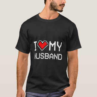 Jag älskar min make Pixel Han är gamer T Shirt