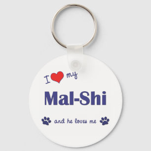 Jag älskar min Mal-Shi (den Male hunden) Nyckelring