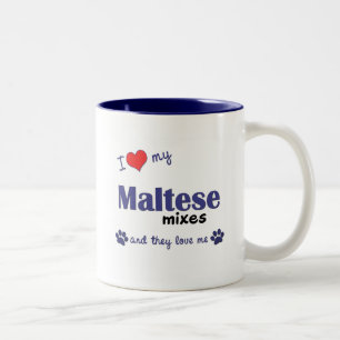 Jag älskar min maltesiska blandningar (åtskillig Två-Tonad mugg