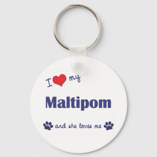Jag älskar min Maltipom (den kvinnliga hunden) Nyckelring