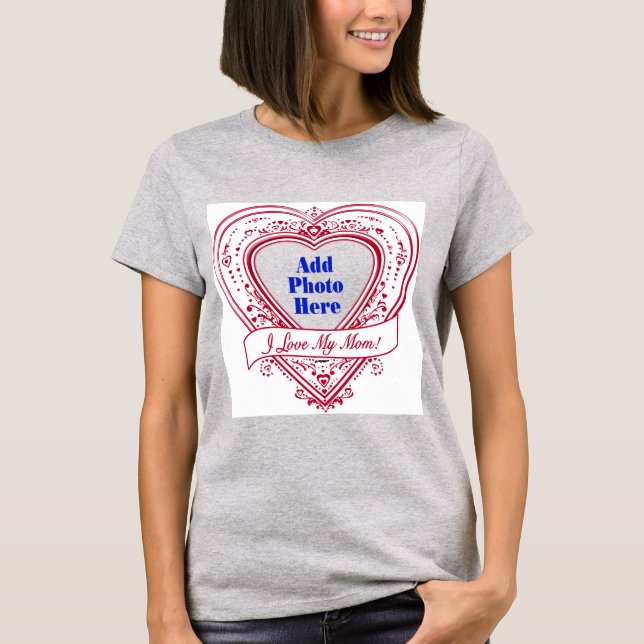 Jag älskar min mamma! Foto Röda hjärtan T Shirt (Framsida)