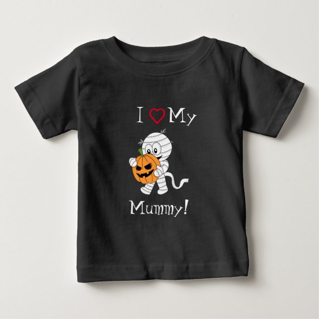 Jag älskar min Mamma Gott Halloween Söt Mummie Poj T Shirt (Framsida)
