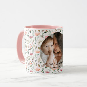 Jag älskar min mamma Grönska Blommig Mor Bebis Fot Mugg
