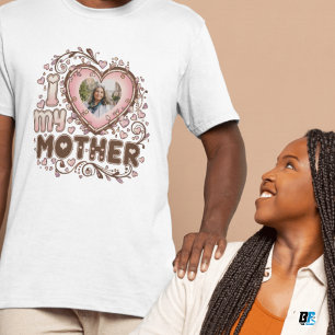 Jag älskar min mamma med anpassad bild på mamma t shirt